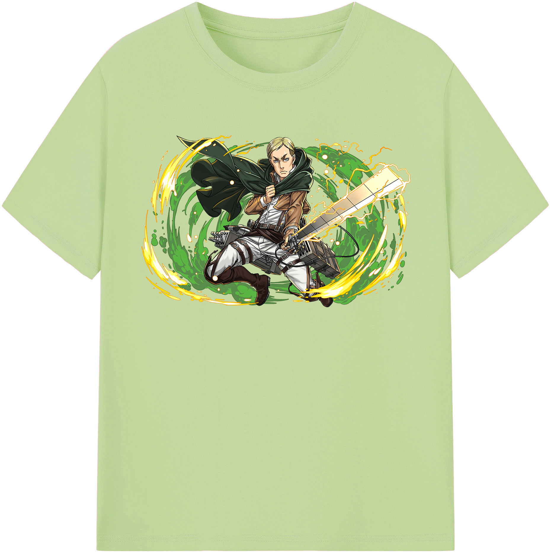 （画像用） 進撃の巨人 エルヴィン・スミス Attack on Titan Erwin Smith 綿100％半袖Tシャツ（フロントプリント）